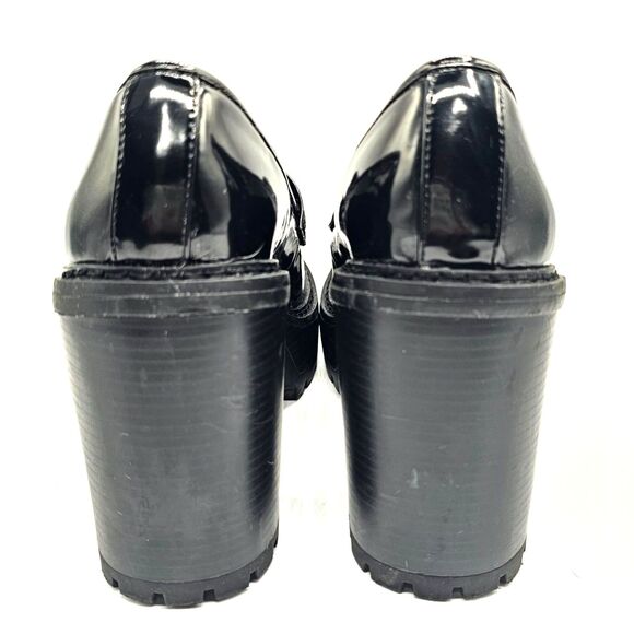 Madden Girl Kassidy Patent Platform Heel Penny Lug Loafers Black Women's 9 - Picture 4 of 11